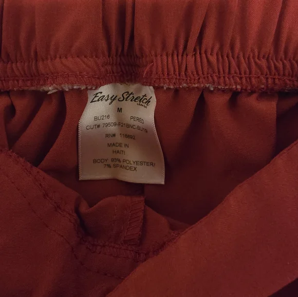 Red Drawstring Scrub Pants - Picture 3 of 3